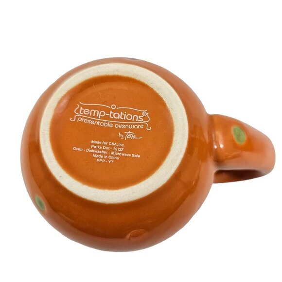 Temptations Tara Orange Spike Polka Dot 10 Oz Ceramic Coffee Tea Mug – Set of 2 - Picture 13 of 16